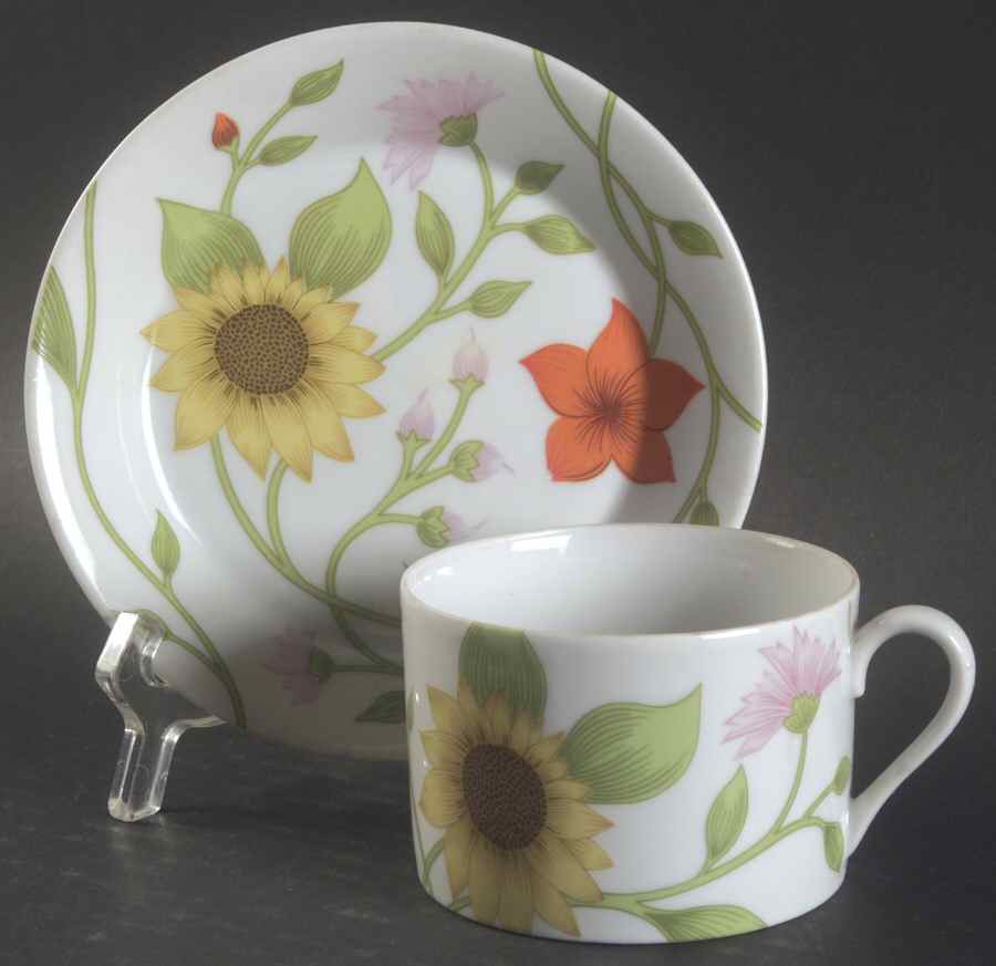 Petite Fleur Flat Cup & Saucer Set by Fitz & Floyd-1