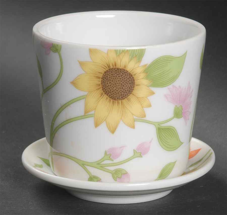 Petite Fleur 3" Flower Pot & Underplate by Fitz & Floyd-1