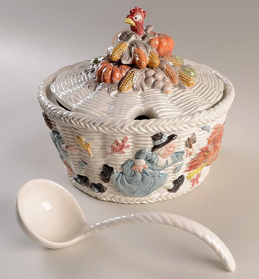Pilgrims Progress Tureen & Lid w/Ladle by Fitz & Floyd-1