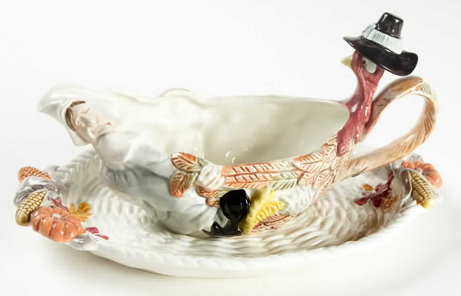 Pilgrims Progress Gravy Boat & Underplate by Fitz & Floyd-1