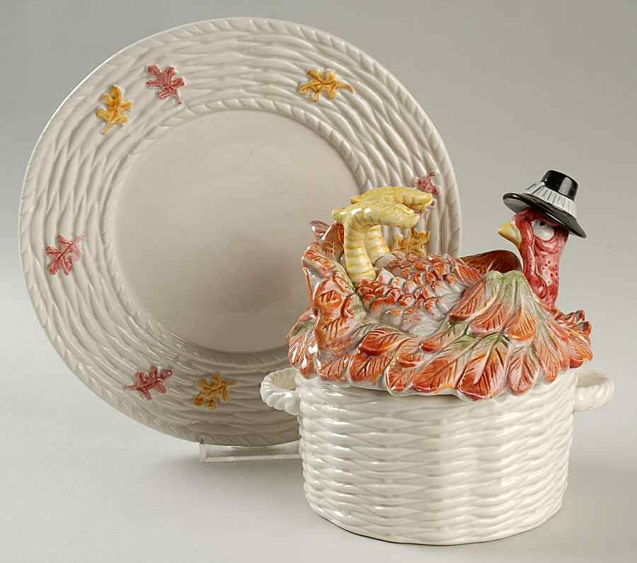 Pilgrims Progress Cream Soup Bowl & Saucer Set with Lid by Fitz & Floyd-1