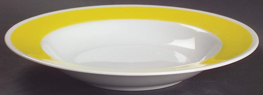 Pin Stripe Yellow Rim Soup Bowl by Fitz & Floyd-1