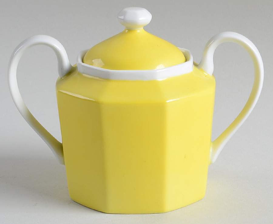 Pin Stripe Yellow Sugar Bowl & Lid by Fitz & Floyd-1