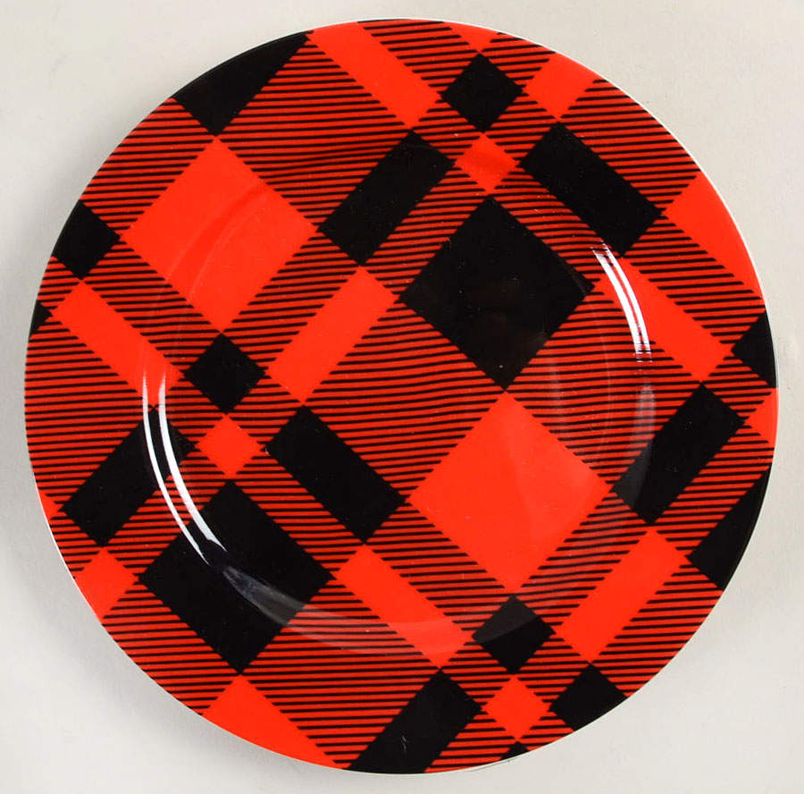Black and Red Plaid Salad Plate by Fitz & Floyd-1