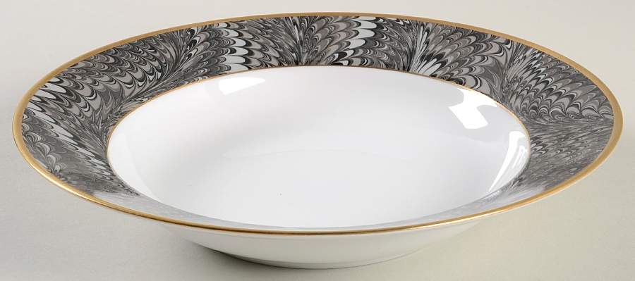 Plume D'Or Black Large Rim Soup Bowl by Fitz & Floyd-1