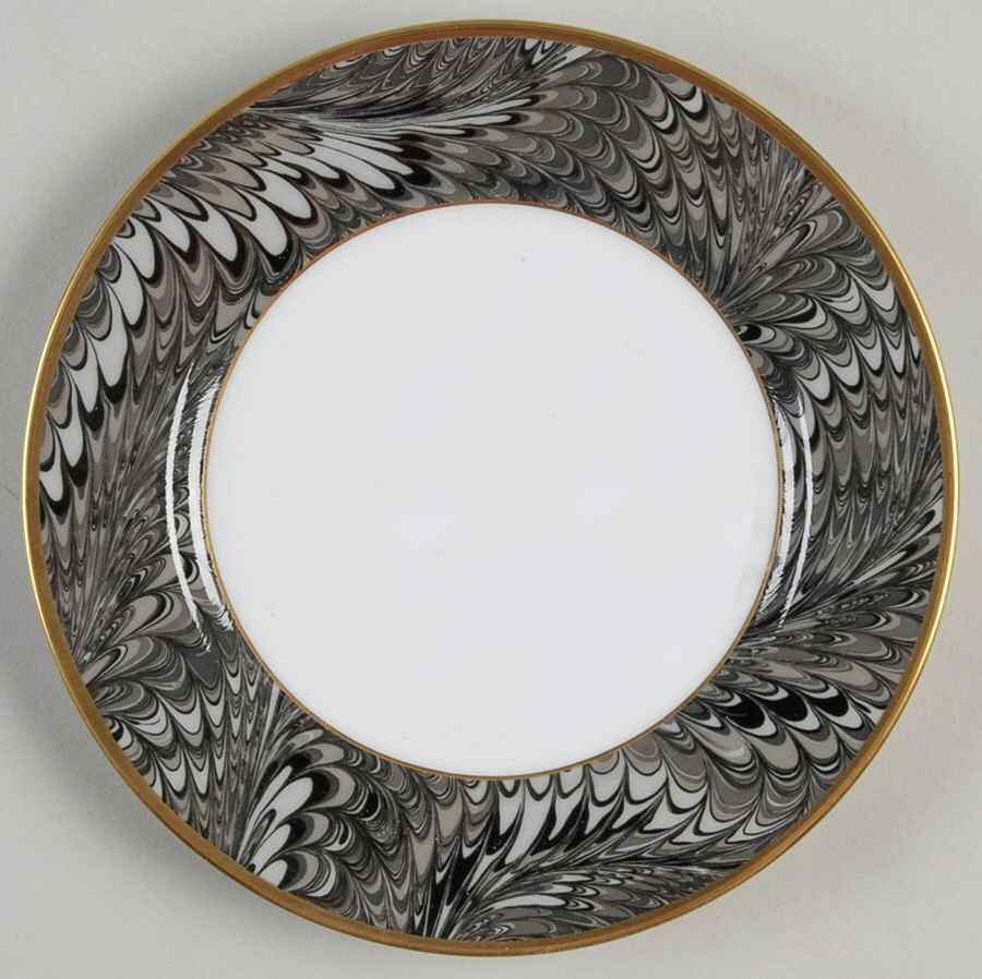 Plume D'Or Black Bread & Butter Plate by Fitz & Floyd-1
