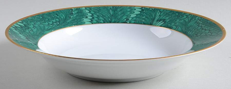Plume d'Or Teal Green Large Rim Soup Bowl by Fitz & Floyd-1