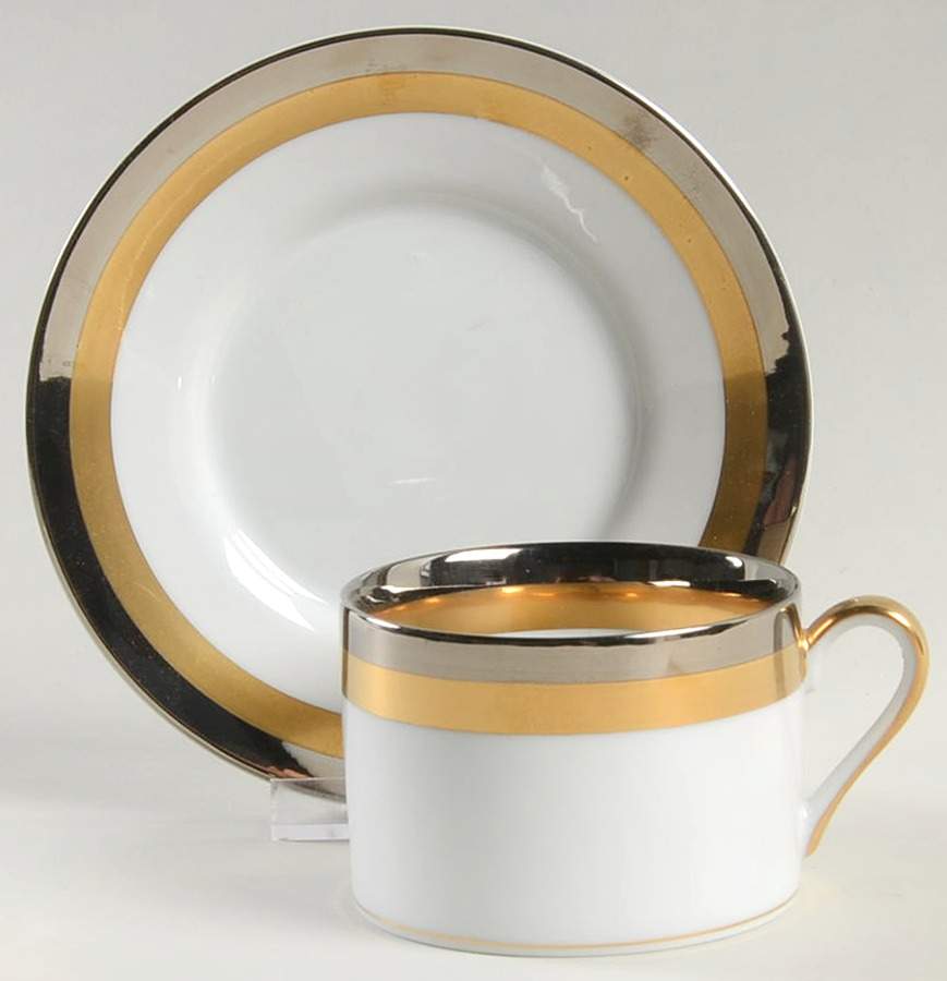 Platine D'Or (Round) Flat Cup & Saucer Set by Fitz & Floyd-1