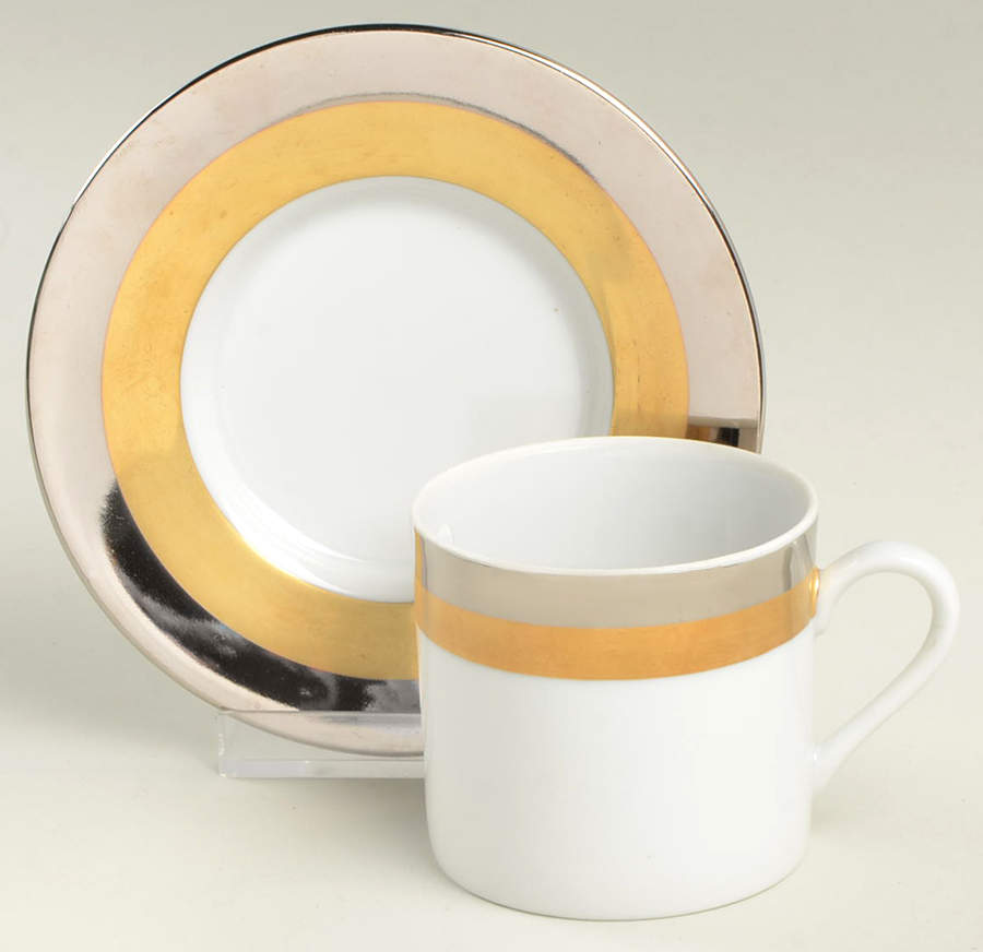 Platine D'Or (Round) Flat Demitasse Cup & Saucer Set by Fitz & Floyd-1