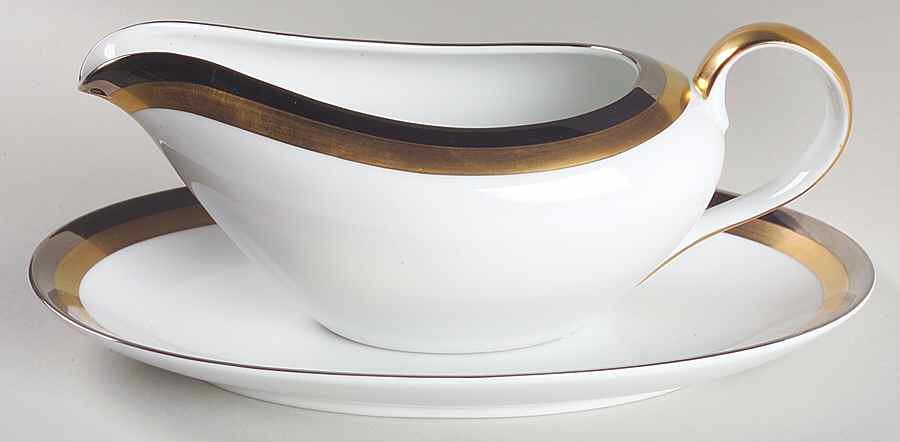 Platine D'Or (Round) Gravy Boat & Underplate/Relish by Fitz & Floyd-1