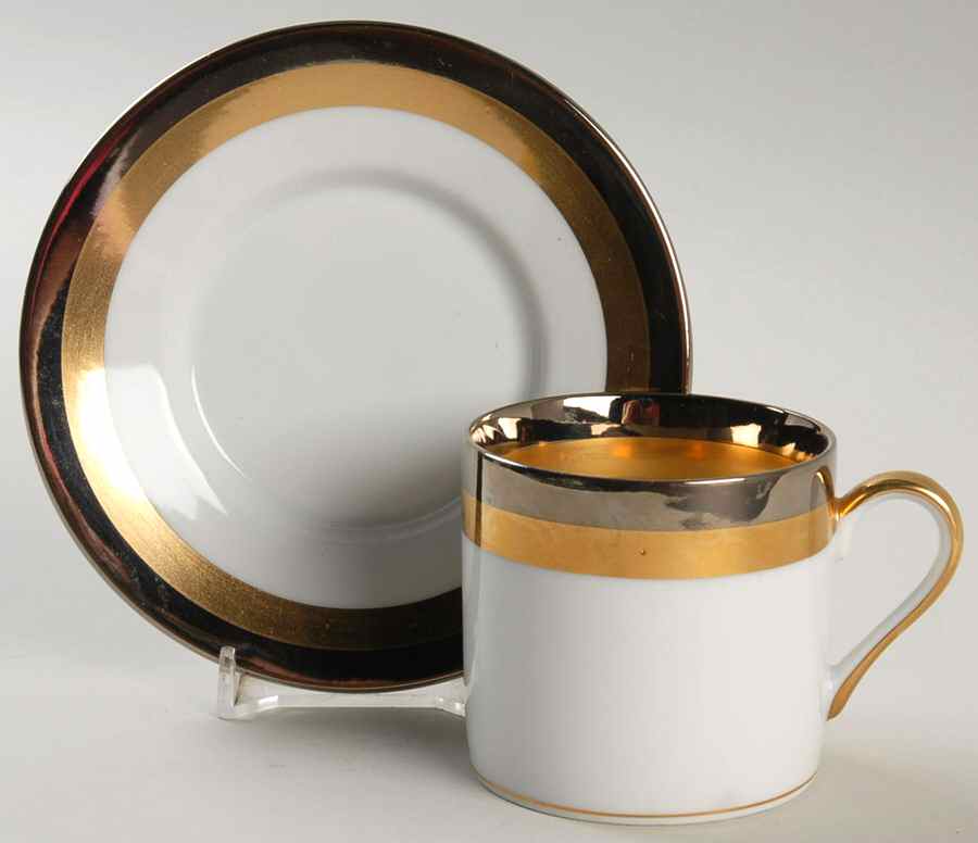 Platine D'Or (Round) Flat Demitasse Cup & Saucer Set by Fitz & Floyd-1