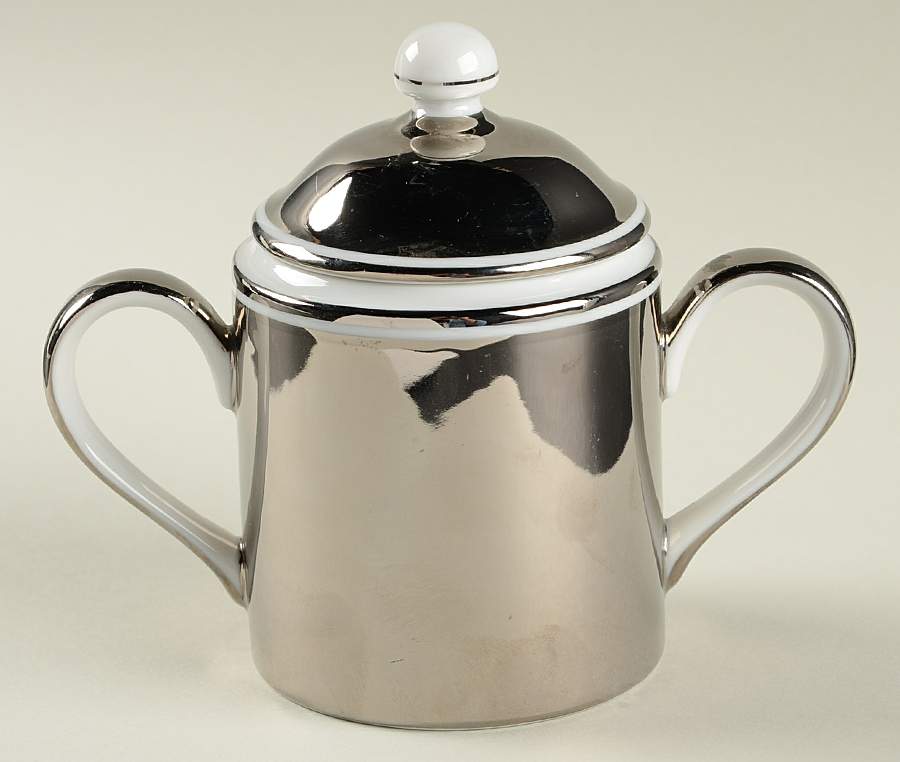Platinum Rondelet Sugar Bowl & Lid by Fitz & Floyd-1