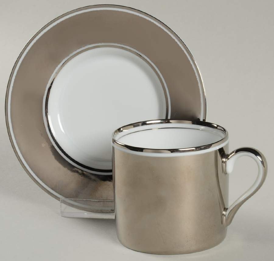 Platinum Rondelet Flat Demitasse Cup & Saucer Set by Fitz & Floyd-1
