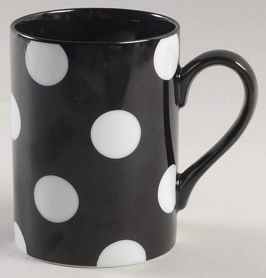 Polka Dots (White Dots on Black) Mug by Fitz & Floyd-1