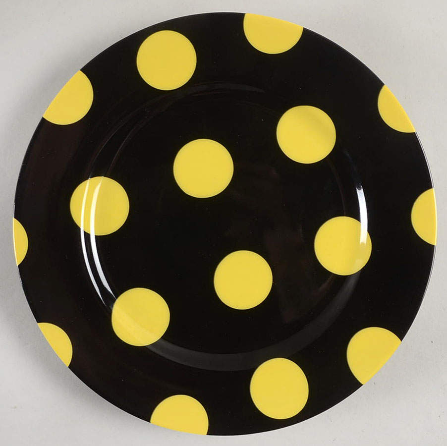 Polka Dots (Yellow Dots on Black) Salad Plate by Fitz & Floyd-1