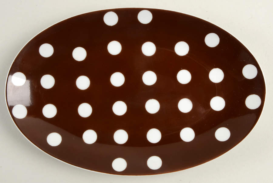 Polka Dots (White Dots on Brown) Relish/Gravy Underplate by Fitz & Floyd-1