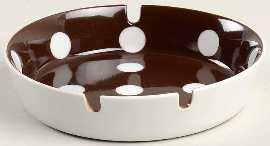 Polka Dots (White Dots on Brown) 5" Ashtray by Fitz & Floyd-1