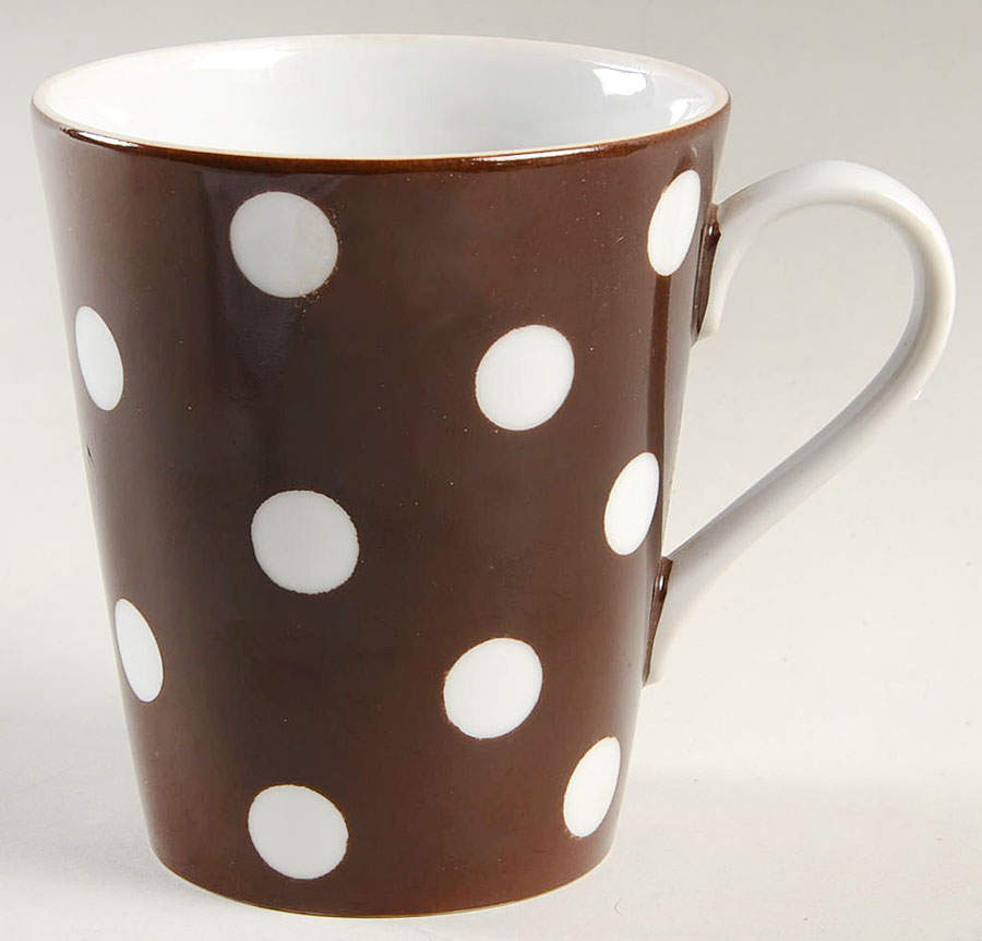 Polka Dots (White Dots on Brown) Mug by Fitz & Floyd-1