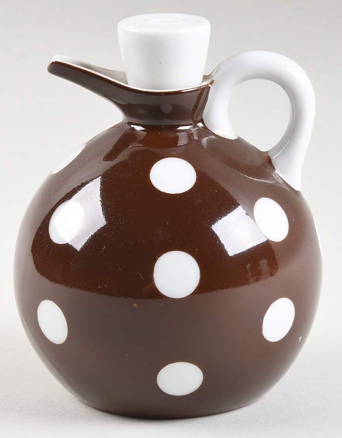 Polka Dots (White Dots on Brown) Oil Cruet and Stopper by Fitz & Floyd-1