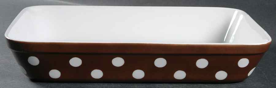 Polka Dots (White Dots on Brown) 12" Rectangular Baker by Fitz & Floyd-1