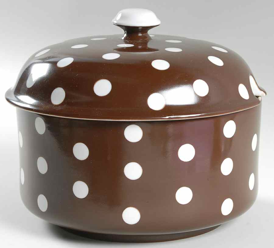 Polka Dots (White Dots on Brown) Tureen &  Lid by Fitz & Floyd-1