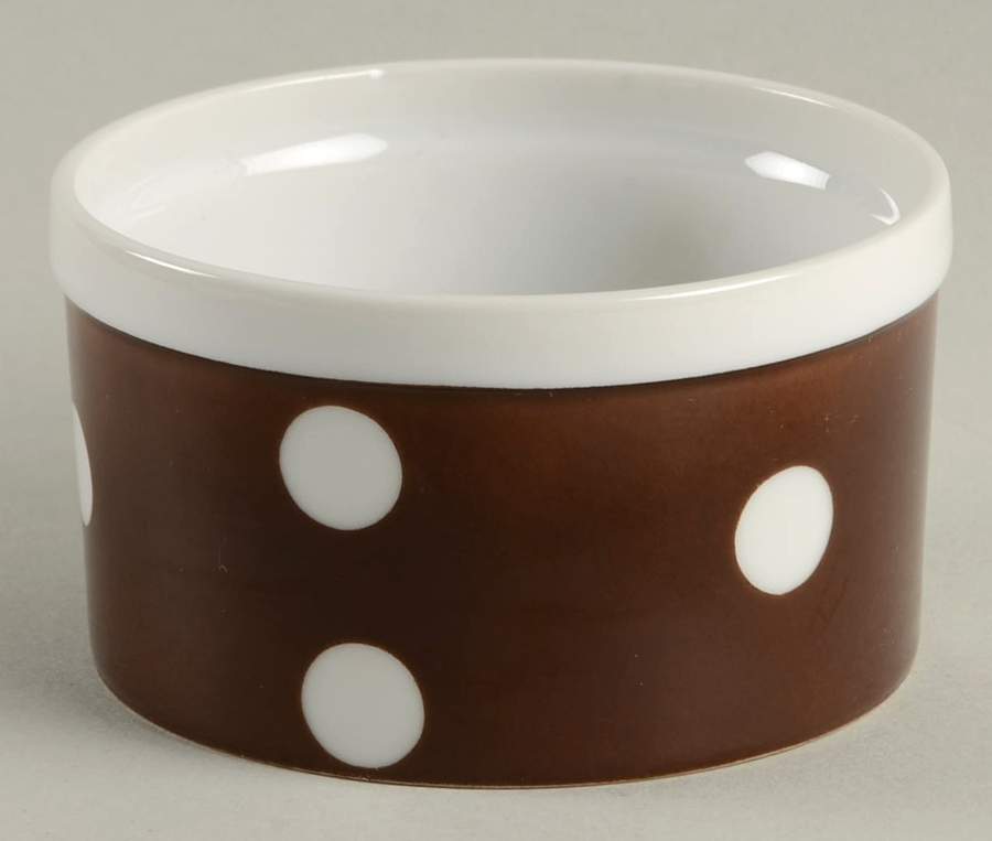 Polka Dots (White Dots on Brown) Ramekin by Fitz & Floyd-1