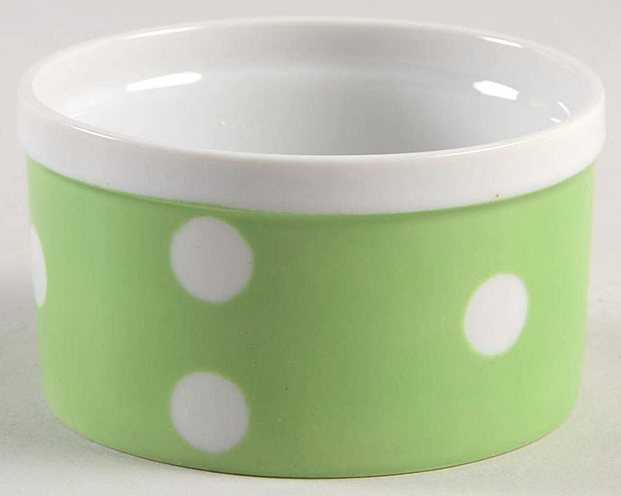 Polka Dots (White Dots on Light Green) Ramekin by Fitz & Floyd-1