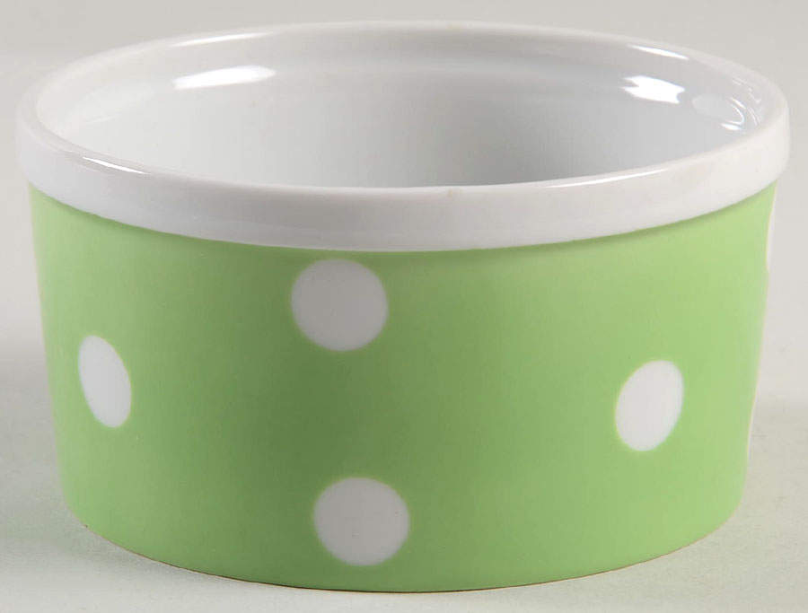 Polka Dots (White Dots on Light Green) Individual Souffle by Fitz & Floyd-1