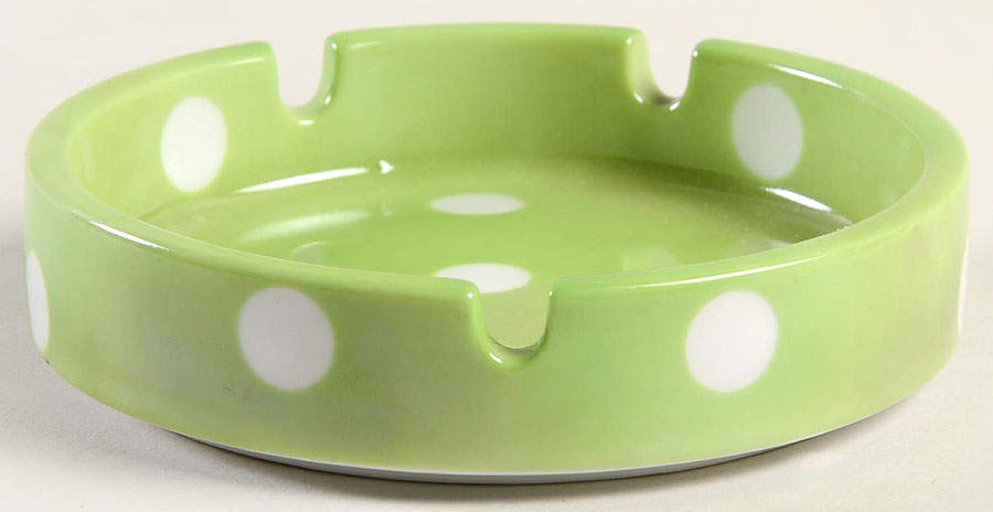 Polka Dots (White Dots on Light Green) Small Ashtray by Fitz & Floyd-1
