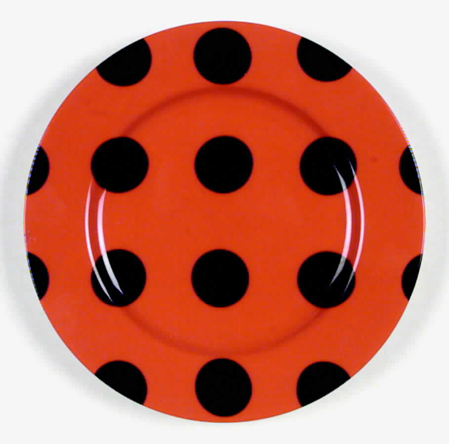 Polka Dots (Black Dots on Red) Salad Plate by Fitz & Floyd-1