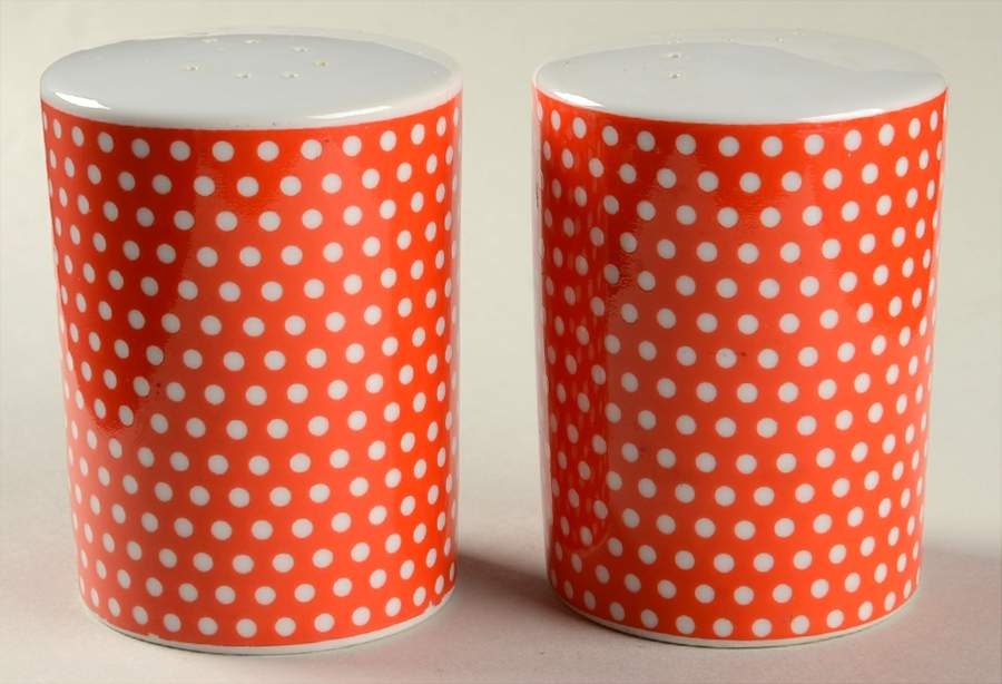 Red Dotted Swiss (Red with Small White Dots) Oversized Salt & Pepper Set by Fitz & Floyd-1