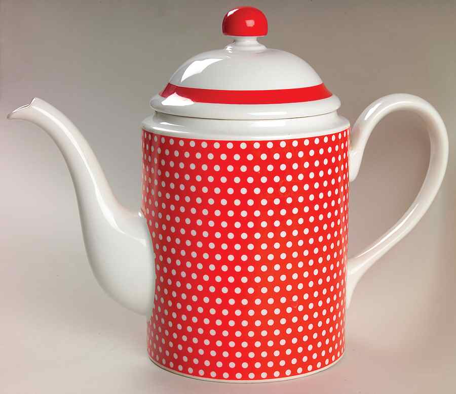 Red Dotted Swiss (Red with Small White Dots) Coffee Pot & Lid by Fitz & Floyd-1