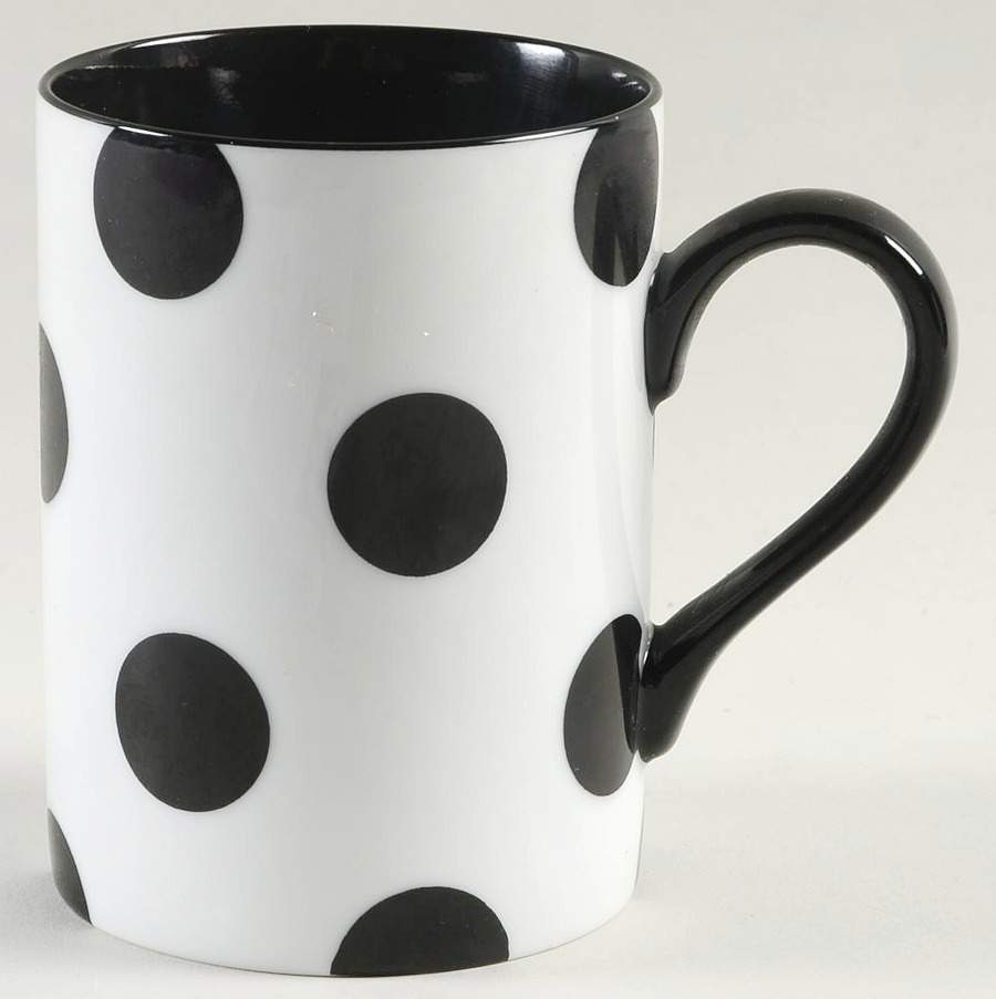 Polka Dots (Black Dots on White) Mug by Fitz & Floyd-1