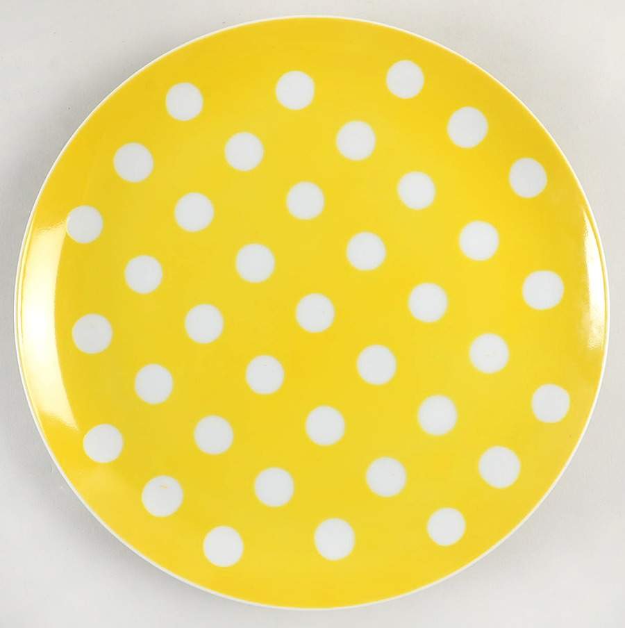 Polka Dots (White Dots on Yellow) Luncheon Plate by Fitz & Floyd-1
