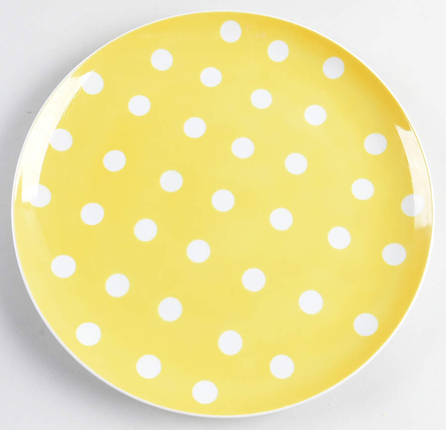 Polka Dots (White Dots on Yellow) 12" Round Buffet Plate by Fitz & Floyd-1