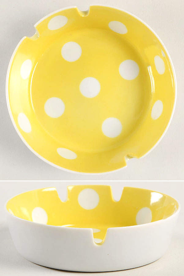 Polka Dots (White Dots on Yellow) 4" Ashtray by Fitz & Floyd-1