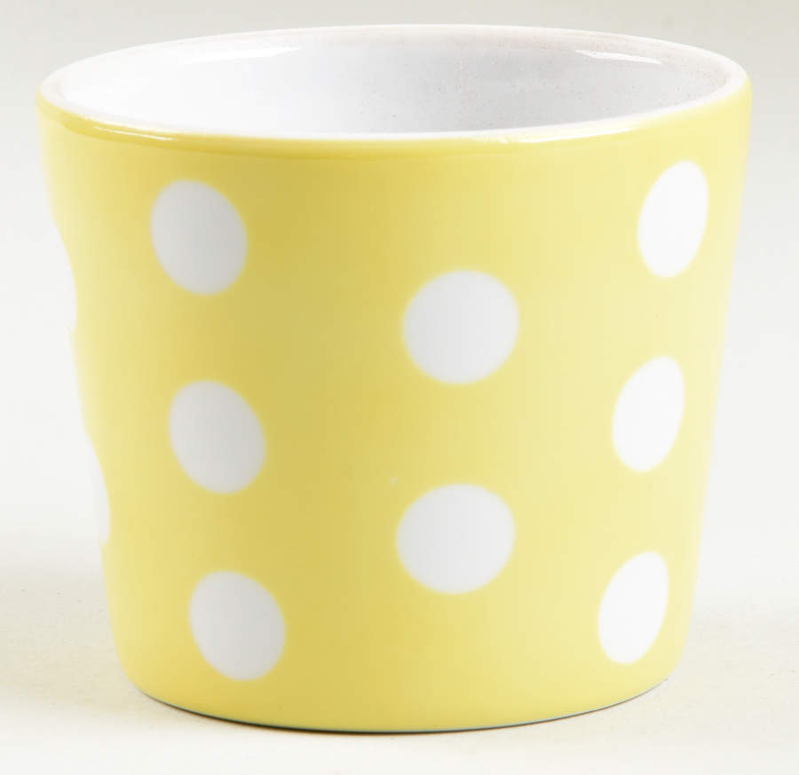 Polka Dots (White Dots on Yellow) 3" Flower Pot No Underplate by Fitz & Floyd-1