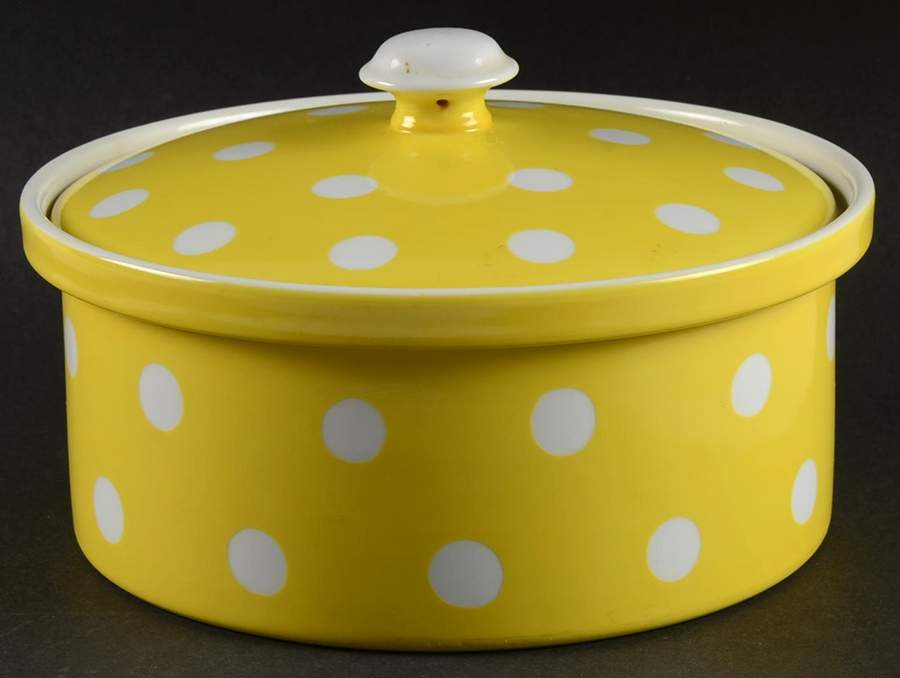 Polka Dots (White Dots on Yellow) 1.75 Qt Round Covered Casserole by Fitz & Floyd-1