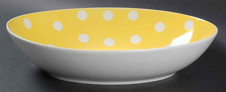 Polka Dots (White Dots on Yellow) 10" Oval Vegetable Bowl by Fitz & Floyd-1