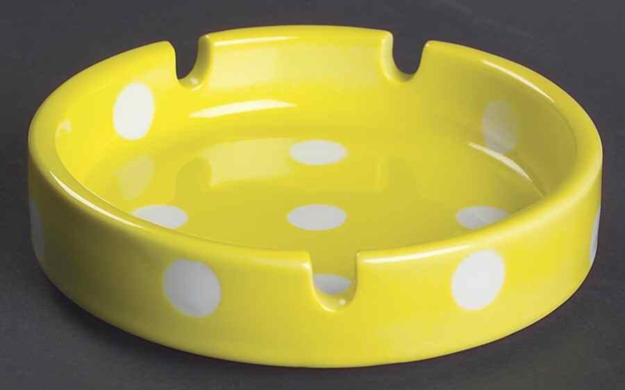 Polka Dots (White Dots on Yellow) Small Ashtray by Fitz & Floyd-1
