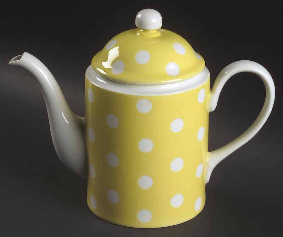 Polka Dots (White Dots on Yellow) Coffee Pot & Lid by Fitz & Floyd-1