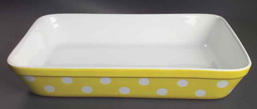 Polka Dots (White Dots on Yellow) 12" Rectangular Baker by Fitz & Floyd-1