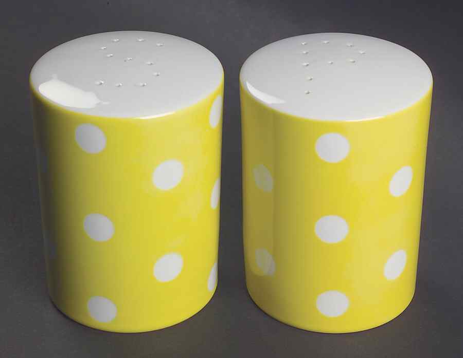 Polka Dots (White Dots on Yellow) Oversized Salt & Pepper Set by Fitz & Floyd-1
