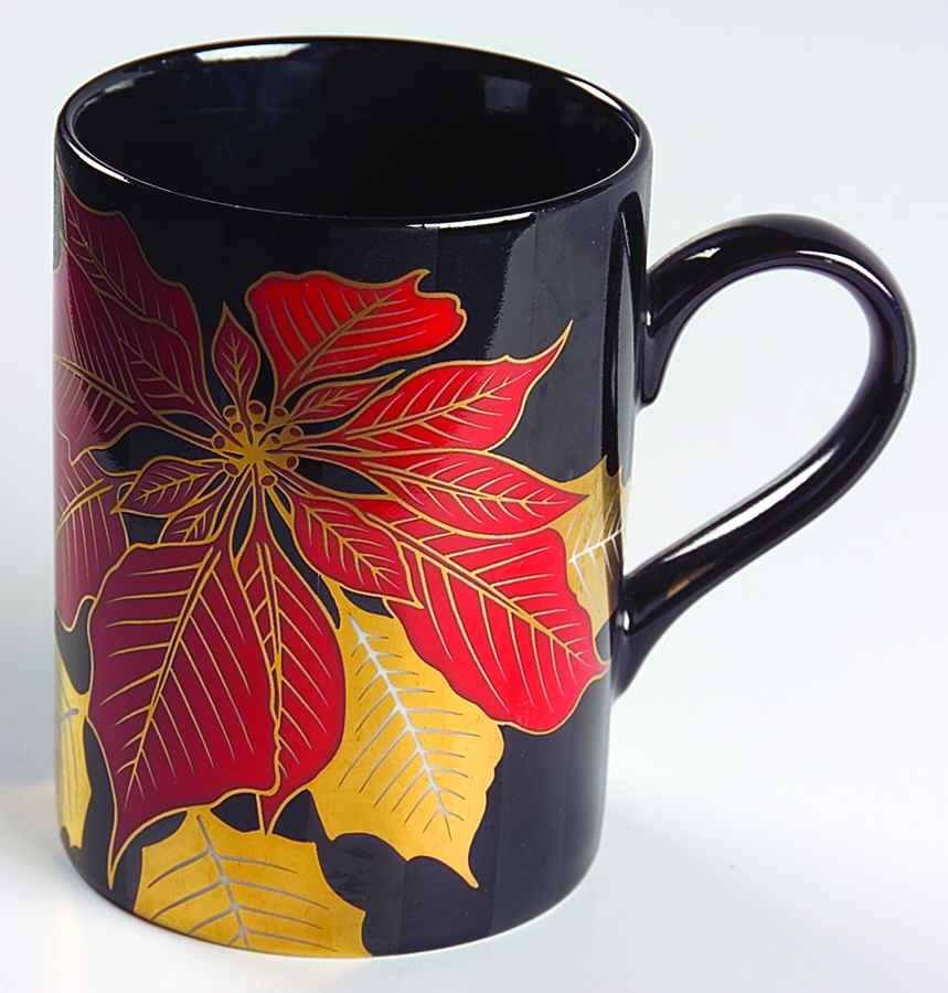 Poinsettia Noir Mug by Fitz & Floyd-1