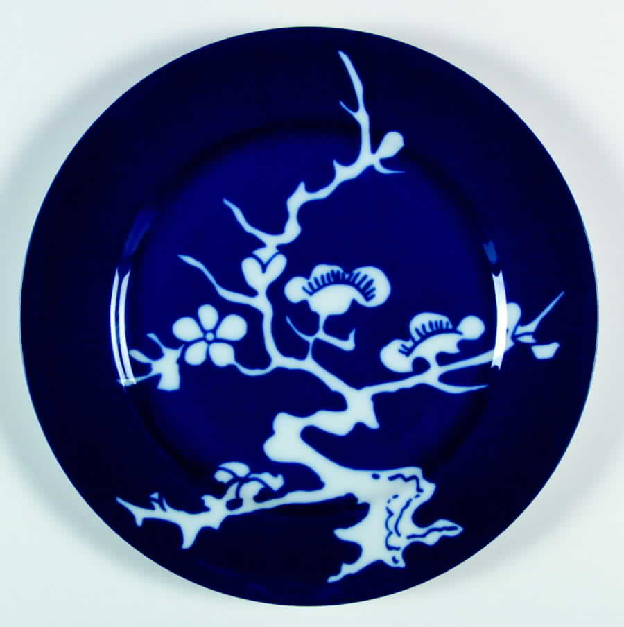 Prunier De Chine Cobalt (Negative) Dinner Plate by Fitz & Floyd-1