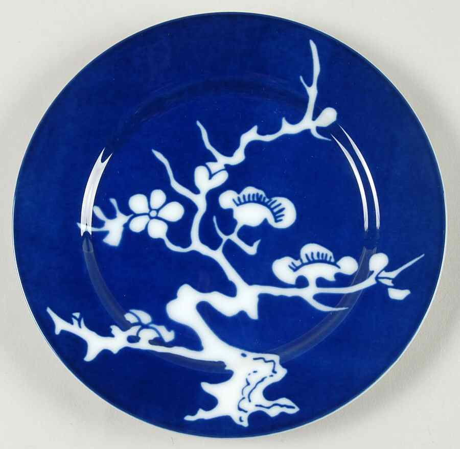 Prunier De Chine Cobalt (Negative) Bread & Butter Plate by Fitz & Floyd-1