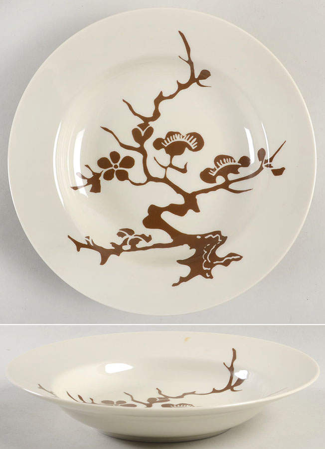 Prunier De Chine Cognac (Positive) Large Rim Soup Bowl by Fitz & Floyd-1