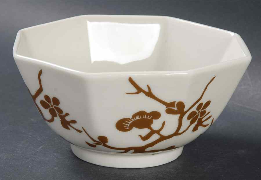 Prunier De Chine Cognac (Positive) 5" Octagonal Vegetable Bowl by Fitz & Floyd-1