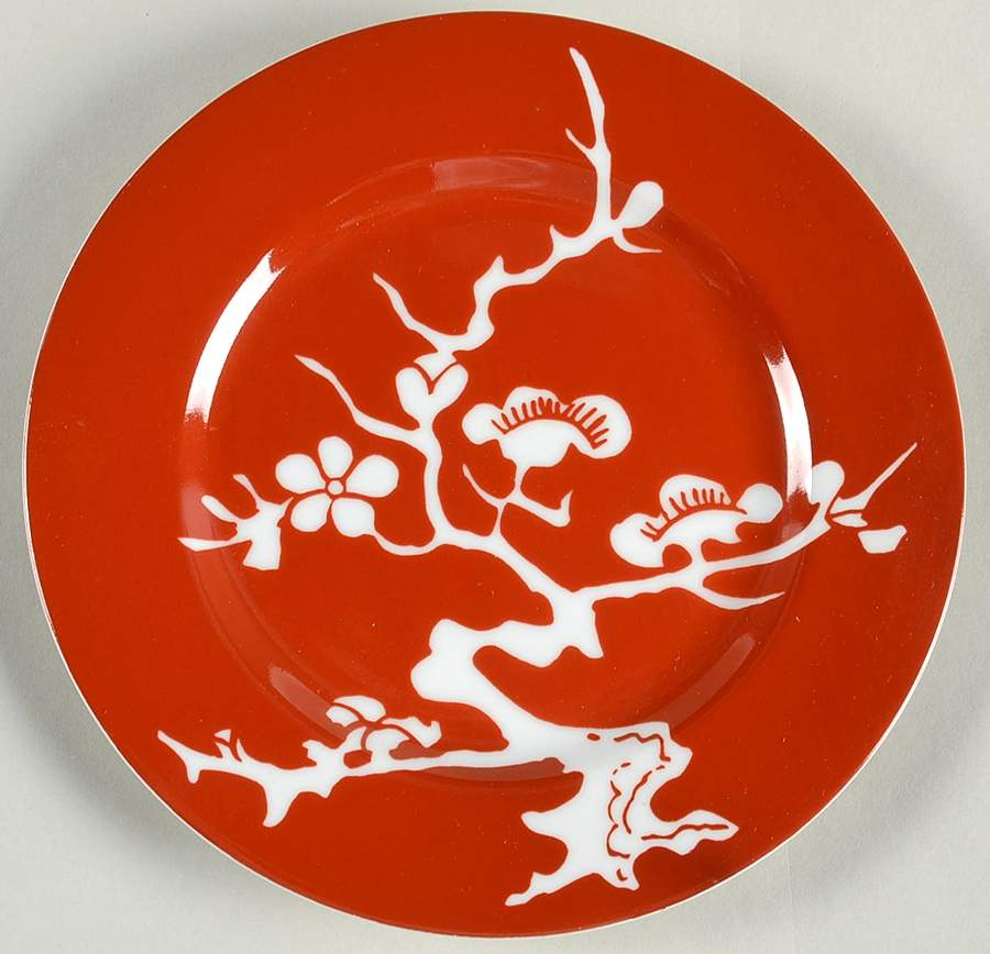 Prunier De Chine Red (Negative) Salad Plate by Fitz & Floyd-1