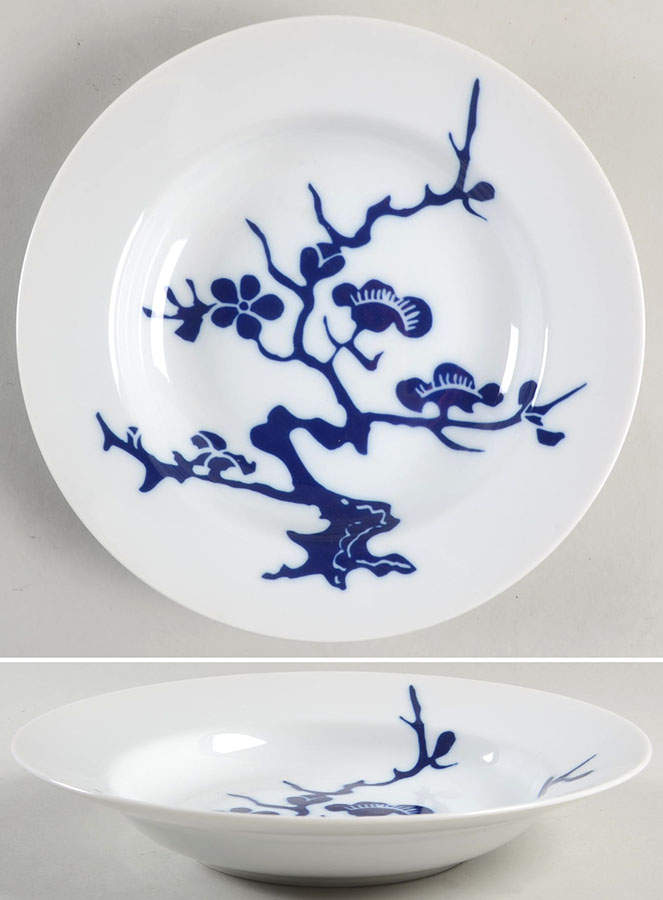 Prunier De Chine Cobalt (Positive) Large Rim Soup Bowl by Fitz & Floyd-1